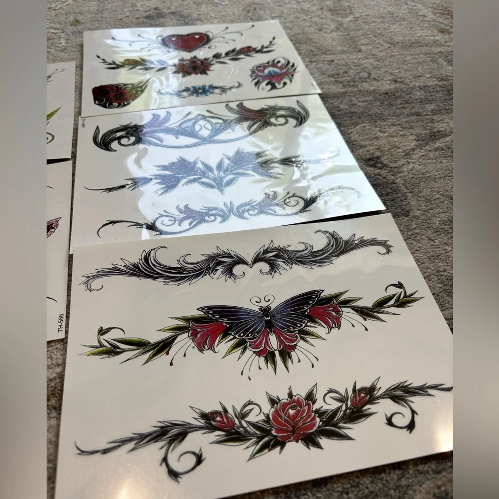 Floral and Heart Temporary Tattoo Set